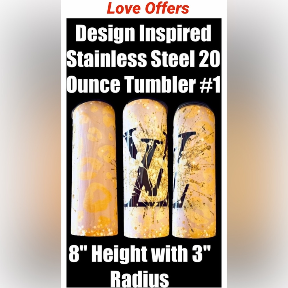 Tumbler 20 Ounce Design Inspired Beautiful New in Box Stainless Steel Homemade